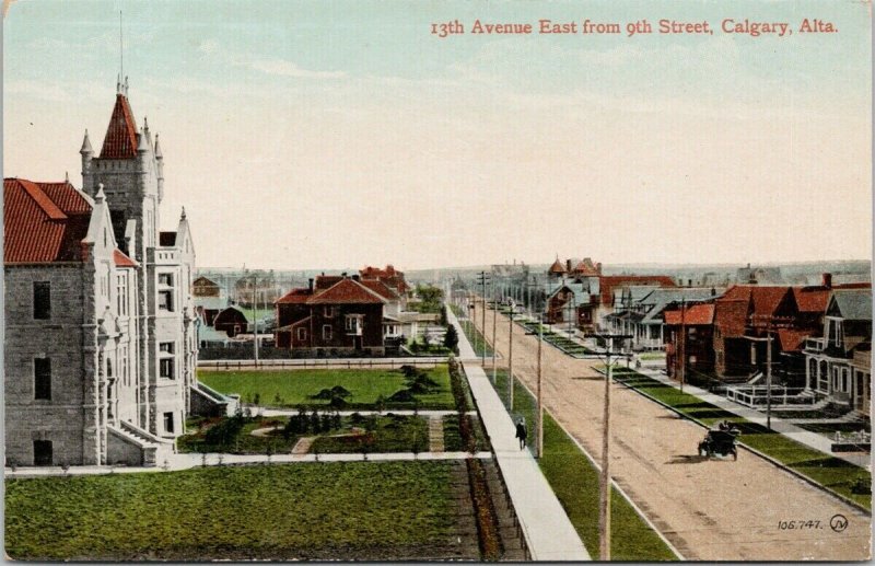 Calgary Alberta 13th Avenue East from 9th St. Birdseye Valentine Postcard E95