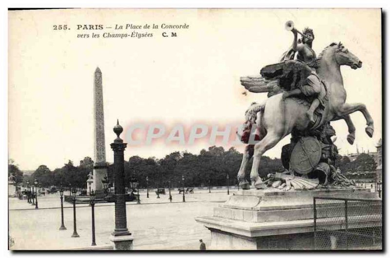 Postcard Old Paris Place de la Concorde to the Champs Elysees