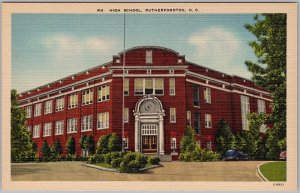 Rutherfordton High School NC Vintage Linen Postcard Asheville Post Card Co. H82