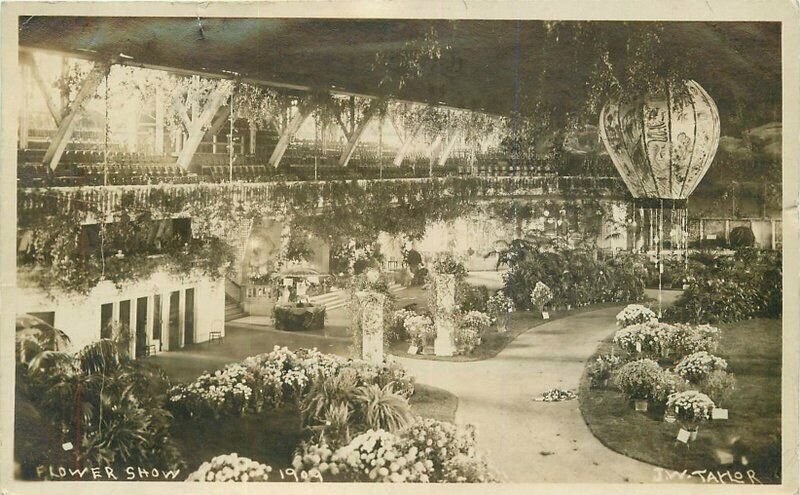 Illinois Chicago 1909 Flower Show interior Horticulture RPPC Postcard 22-3281