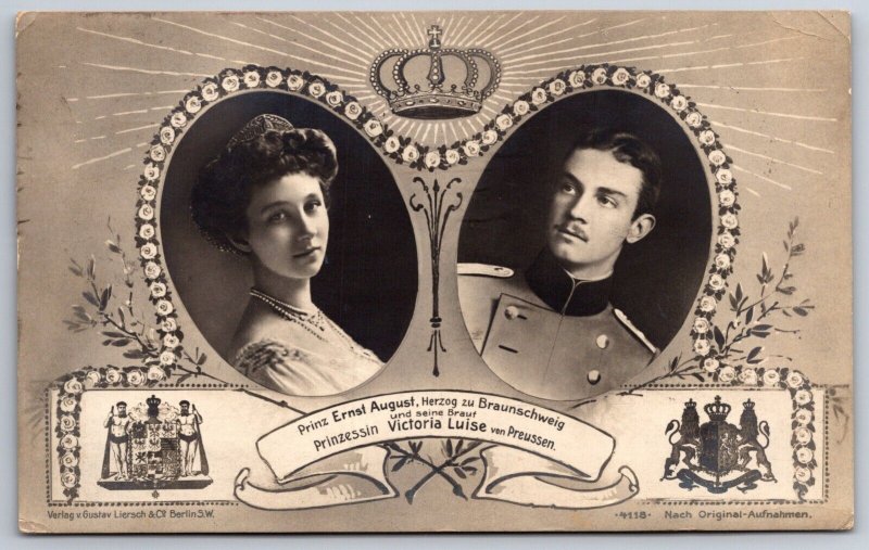 Royalty~Prince Ernest Augustus Hanover~Princess Victoria Louise Prussia~Art RPPC