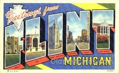 Greetings From Flint Michigan, USA Large Letter Town Unused 