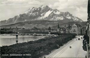 Luzern Switzerland Schweizerhofquai mit Pilatus