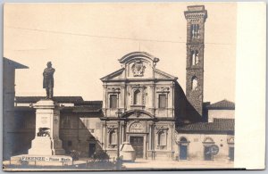 Firenze Piazzo Manin Monument Building Florence Italy Real Photo RPPC Postcard