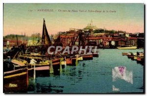 Postcard Old Marseille A corner of the Old Port and Notre Dame de la Garde