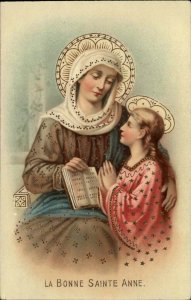 La Bonne Sainte Anne Mother of Mary Christianity c1910 Gel Vintage Postcard