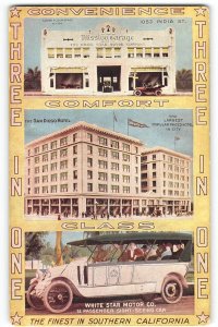 WHITE STAR MOTOR CO Mission Garage San Diego Hotel 1910s Car Antique Postcard