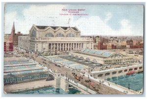 Chicago Illinois IL Postcard New Union Depot Under Construction 1915 Antique