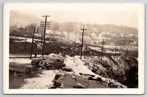 Little Falls NY Train Wreck RPPC New York Onlookers Real Photo Postcard W23