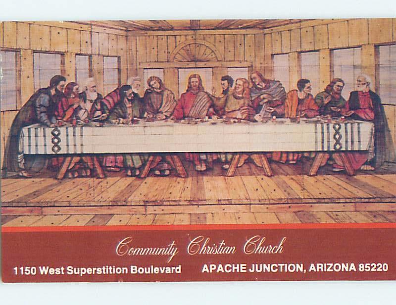 Pre-1980 WOOD-BURNING OF JESUS SUPPER Apache Junction By Mesa & Phoenix AZ A6039