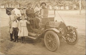 Car Family Early Model Hartford Wis Written on Back c1910s Real Photo Postcard