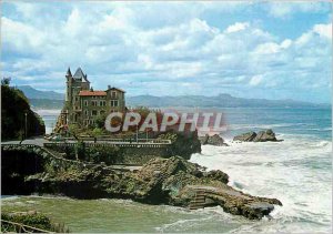 Modern Postcard Biarritz Villa Belza In the background the Pyrenees