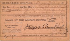 POSTAL REGISTERED ARTICLE RECEIPT~ POSTCARD 1897 CINCINNATI OHIO