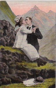 Romantic Couple Kissing By Mountains 1908