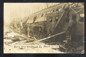 RPPC GLADBROOK IOWA 1910 PASSENGER RAILROAD TRAIN WRECK REAL PHOTO POSTCARD