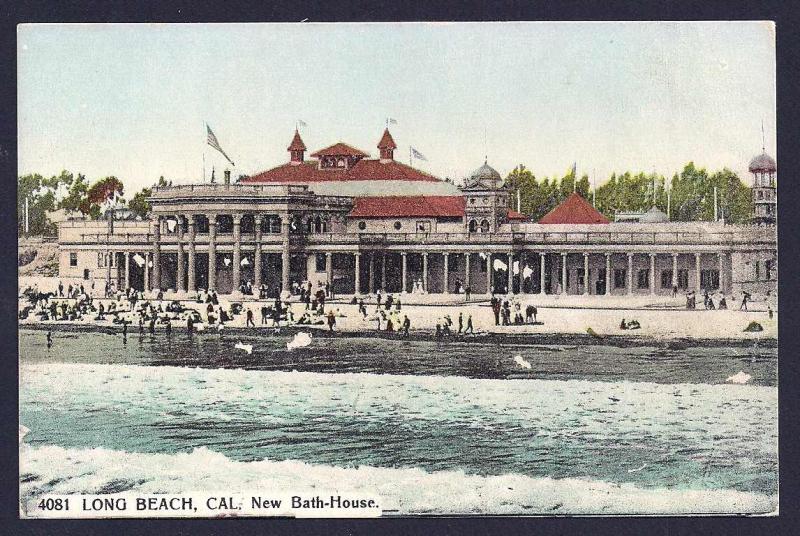 New Bath House Long Beach California unused c1910