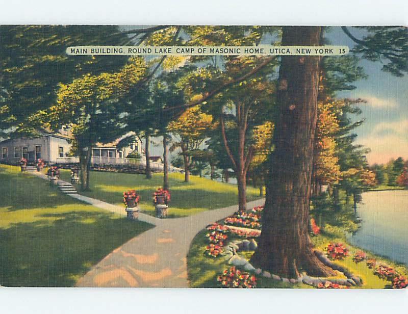 Unused Linen CAMP SCENE Utica New York NY c3679