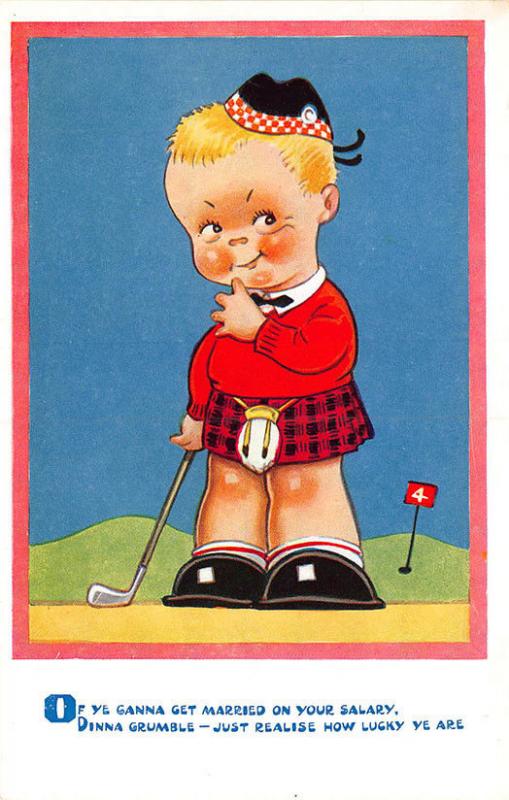 Scottish Golfer on The 4th Green Vera Peterson Postcard