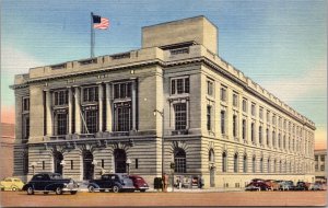 Linen Postcard United States Post Office in Spokane, Washington