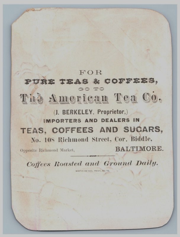 1880s Embossed American Tea Co. J. Berkeley Coffee Sugars #6H