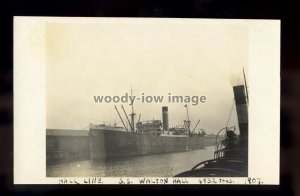 ca0172 - Ellerman Hall Line Cargo Ship - Walton Hall , built 1907 - postcard