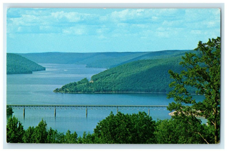 c1960 Complanter Bridge and Lake Over Kinzua Valley Allegheny Reservoir Postcard 