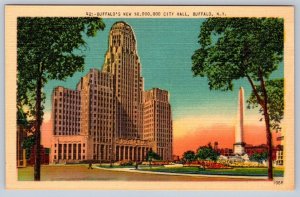 New $8,000,000 City Hall, Buffalo New York, Linen Metrocraft Postcard, NOS