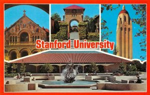 STANFORD UNIVERSITY Hoover Tower, Memorial Plaza c1960s Vintage Postcard