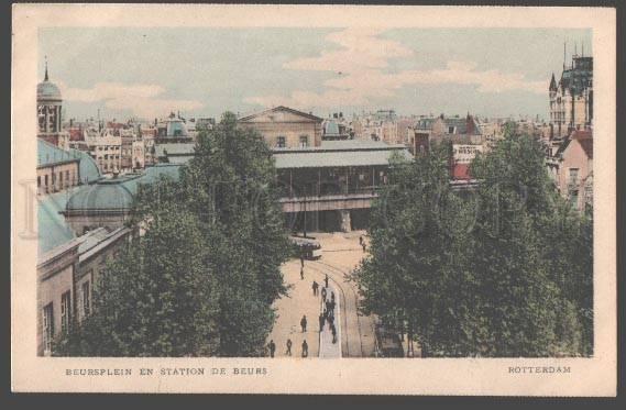 098664 HOLLAND Rotterdam Beursplein en Station de Beurs Old PC