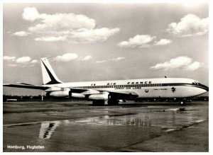 Air France Japan Air Lines at Hamburg Flughafen Airport B & W Postcard 1960s