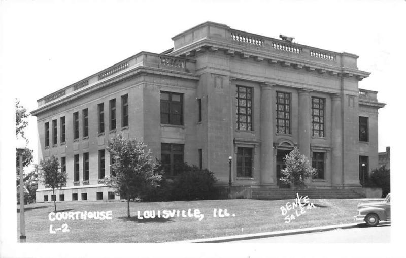 Louisville Illinois Court House Exterior Real Photo Antique Postcard K29184