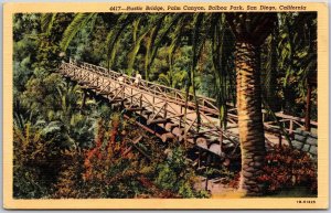 Rustic Bridge Palm Canyon Balboa Park San Diego California CA Forest Postcard