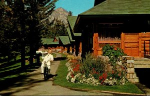 Canada Alberta Jasper Park Lodge Room Service Waiter Riding Bicycle