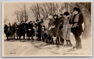 Quebec Canada RPPC Winter Sports Ladies Skiing Postcard L27