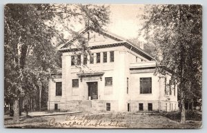Litchfield Illinois~Carnegie Library~State Street Trees~1907 B&W Rotograph
