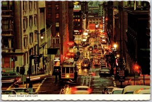 1977 Powell Street Cable Cars San Francisco California Twilight Posted Postcard