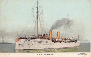 U.S.S BALTIMORE (C-3)  PROTECTED CRUISER~ENRIQUE MULLER MILITARY POSTCARD