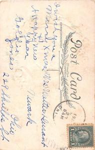 E29/ Santa Claus Merry Christmas Holiday Postcard 1924 Spectacles Wreath 4