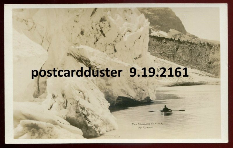 2161 - MT. ROBSON BC 1920s Tumbling Glacier. Real Photo Postcard by Slark