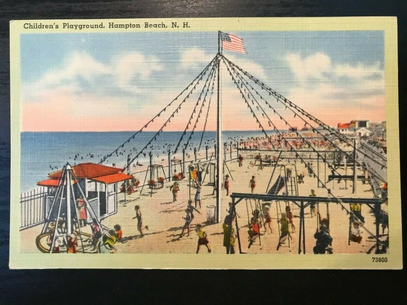 Vintage Postcard 1930-1945 Children's Playground Hampton Beach N.H. 