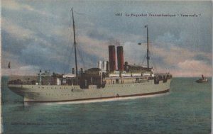 Postcard Ship Le Paquebot Transatlantique Venezuela