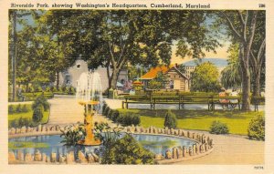 CUMBERLAND, Maryland MD   RIVERSIDE PARK~Washington's Headquarters  Postcard