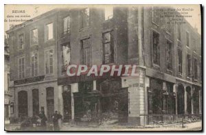 Old Postcard Reims in its bombardment of year 1914 1917 Place of Army Marches