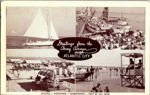 Greetings from the Army Airmen at Atlantic City NJ c1943 Vintage Postcard S21