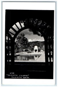 c1950's Hotel Courts Pool Arch View Oaxaca de Juarez Mexico RPPC Photo Postcard