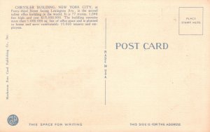 Vintage Postcard Chrysler Building 2nd Tallest Building Tower New York City NY 