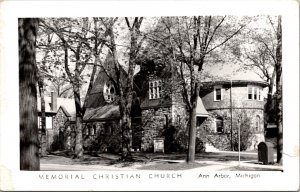 Real Photo Postcard Memorial Christian Church in Ann Arbor, Michigan