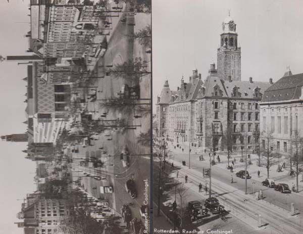 Rotterdam Raadhuis Coolsingel 2x Real Photo Holland Postcard