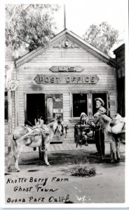 RPPC KNOTT'S BERRY FARM, CA   GHOST TOWN Post Office  c1950s  Roadside  Postcard
