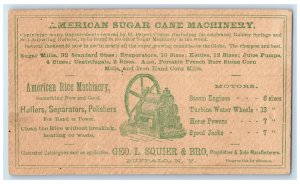 1880's Geo L Squier & Bro American Sugar Cane Machinery Farming NY Postcard